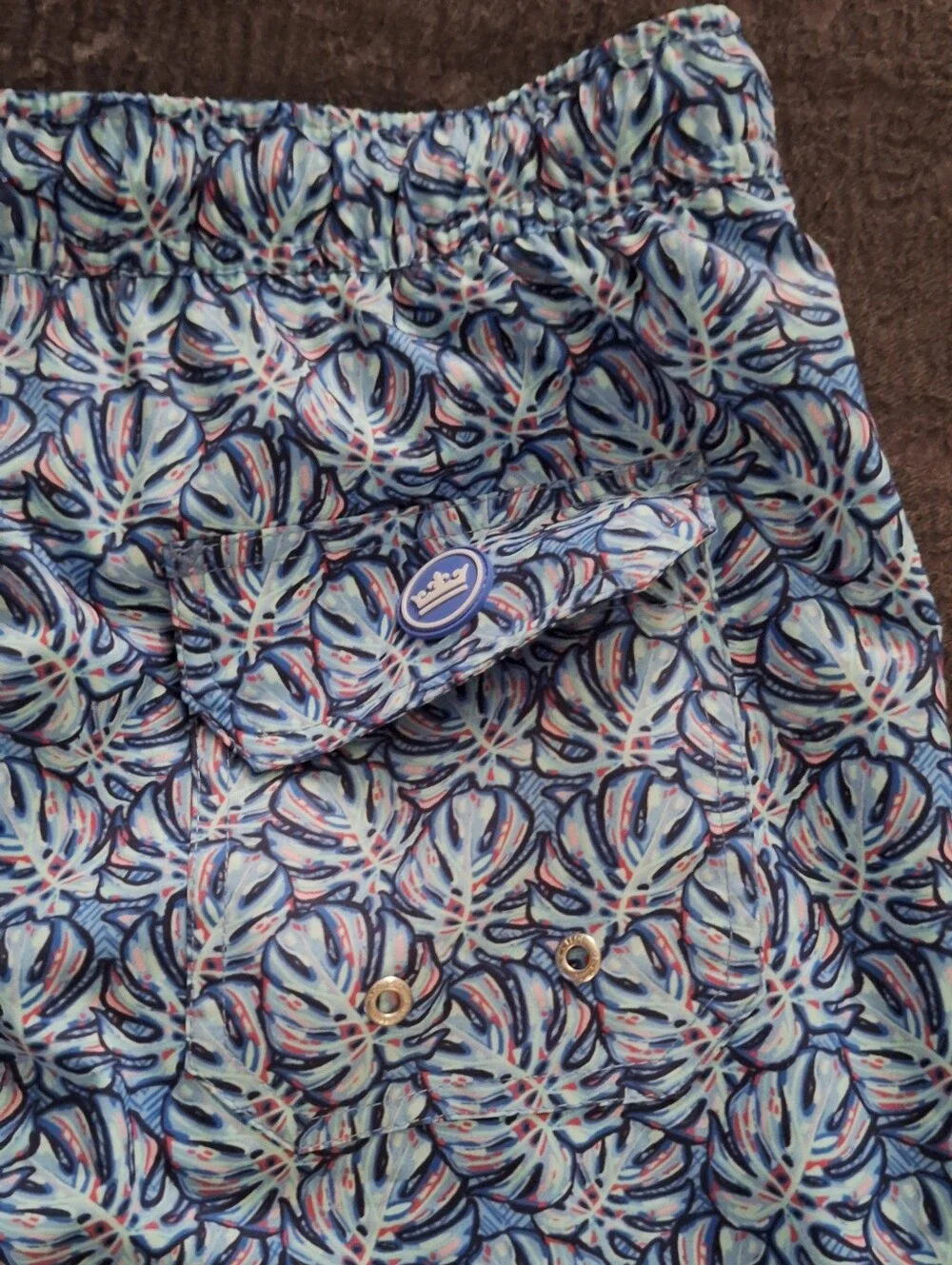 Peter Millar Light Blue Floral-Pattern Swim Trunks